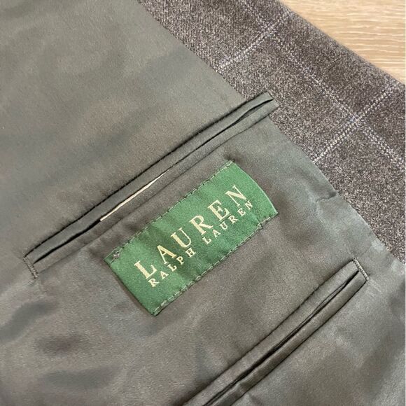 Ralph Lauren Cashmere Wool Blazer in Gray Plaid Print Size 40R - Picture 8 of 14
